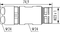 M23 Fast Ethernet PoE coupler connector, M23, Circular Connector, Connector