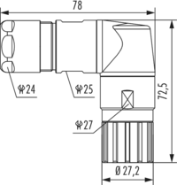 M23 Power right angle cable connector, M23, Circular Connector, Connector, Power