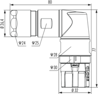 M23 Puissance Connecteur de câble à angle droit