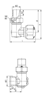 Thermostatventil Winkeleckform links