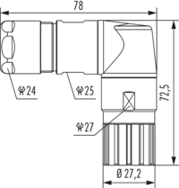 M23 Leistung Winkelkabelsteckverbinder, Rundsteckverbinder, Steckverbinder, M23, Leistung