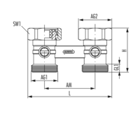 Zweirohranschlussblock Durchgangsform