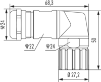 M23 Signal Winkelkabelsteckverbinder, Signal, M23, Rundsteckverbinder, Steckverbinder