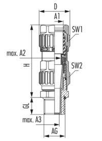 EXIOS +Barrier Laiton nickelé, Cable Gland, EXIOS