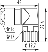 M16 Connecteur de câble à angle droit, Circular Connector, Connector, M16