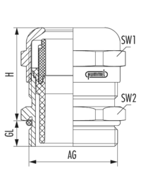 HSK-INOX (1.4404), Kabelverschraubung