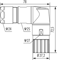 M23 Power right angle cable connector, Circular Connector, Connector, M23, Power