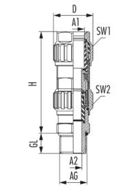 EXIOS +Standard Laiton brillant, Cable Gland, EXIOS