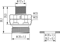 M12 Power panel connector, Circular Connector, Connector, M12, Power