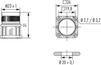 M23 Power panel connector, M23, Circular Connector, Connector, Power