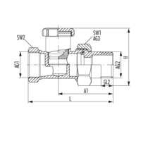 Rücklaufverschraubung Durchgangsform regulierbar