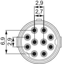 M16 Insertions de contact – 10 pôles, Circular Connector, Connector, M16