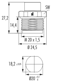 M12 Power panel connector, Circular Connector, Connector, M12, Power