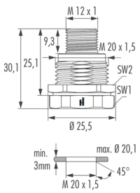 M12 Power Gerätesteckverbinder, Rundsteckverbinder, Steckverbinder, M12, Leistung