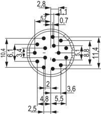 M23 Signal inserts – 16-pole, Circular Connector, Connector, M23, Signal