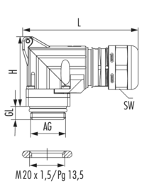 HSK-M-W, Kabelverschraubung