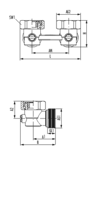 Zweirohranschlussblock Eckform