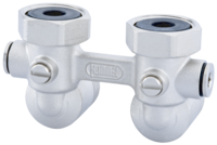 Zweirohranschlussblock Eckform entleerbar