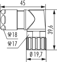 M16 Connecteur de câble à angle droit, Circular Connector, Connector, M16