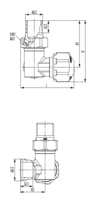 Thermostatventil Winkeleckform links
