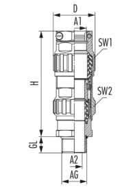 EXIOS +MZ Messing blank, Kabelverschraubung, EXIOS