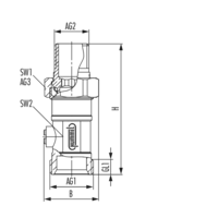 Rücklaufverschraubung Durchgangsform