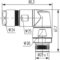 M23 Leistung Winkelkupplungssteckverbinder