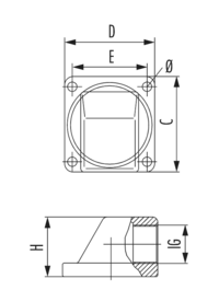 Flanschwinkel FW-T mit O-Ring, Kabelverschraubung, Zubehör