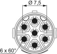 M16 Insertions de contact – 7 pôles, Circular Connector, Connector, M16