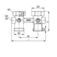 Zweirohranschlussblock Durchgangsform entleerbar