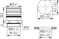 M23 Signal panel connector, Circular Connector, Connector, M23, Signal