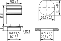 M23 Signal panel connector, Circular Connector, Connector, M23, Signal