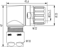 M12 Power right angle cable connector, Circular Connector, Connector, M12, Power