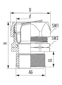 Metall-Fitting Pro S, Kabelverschraubung