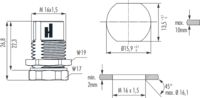 M12 Power panel connector, Circular Connector, Connector, M12, Power