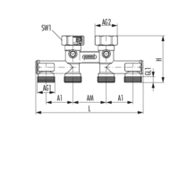 Zweirohranschlussblock Durchgangsform (Vierfachanschluss)