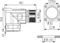 M23 Signal panel connector, Signal, M23, Circular Connector, Connector