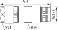 M23 Fast Ethernet PoE coupler connector, Circular Connector, Connector, M23