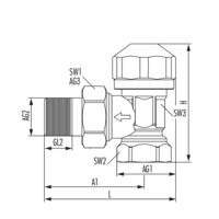 Thermostatventil Eckform voreinstellbar