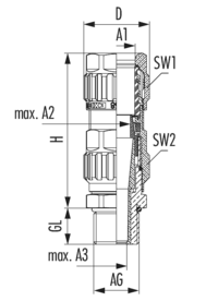 EXIOS +Barrier Laiton brillant, Cable Gland, EXIOS