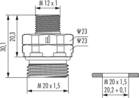 M12 Power panel connector, Circular Connector, Connector, M12, Power