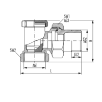 Rücklaufverschraubung Eckform regulierbar
