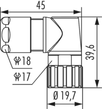 M16 right angle cable connector, Circular Connector, Connector, M16