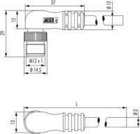 Metric Connector Séries M12 Connecteur de câble - angulaire