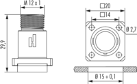 M12 Power panel connector, Circular Connector, Connector, M12, Power