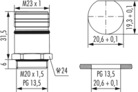 M23 Signal panel connector, Circular Connector, Connector, M23, Signal