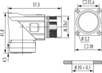 M23 Power panel connector, M23, Circular Connector, Connector, Power