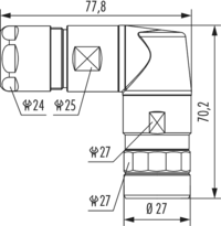 M23 Fast Ethernet PoE right angle cable connector, Circular Connector, Connector, M23