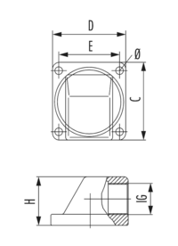 Flanschwinkel FW-ZN mit O-Ring, Kabelverschraubung, Zubehör