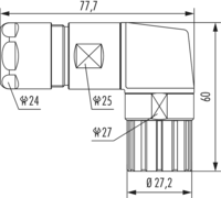 M23 Signal Connecteur de câble à angle droit, Circular Connector, Connector, M23, Signal